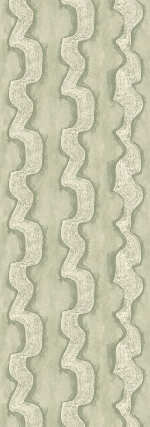Obrazová tapeta, zelená, biela, vlnky, DGTRA304-300, Traces, Masureel