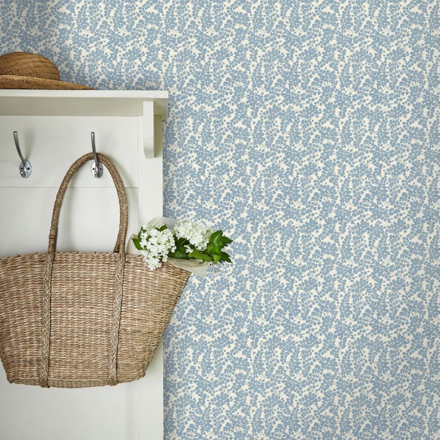 Tapeta, modrá, biela, lístky, 122743, Laura Ashley 4