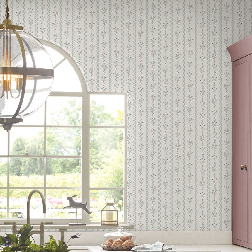 Tapeta, ružová, modrá, kvety, 122748, Laura Ashley 4