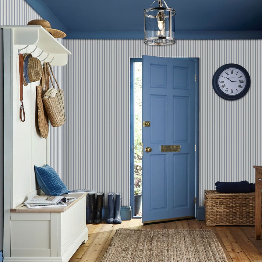 Tapeta, modro-biela, pruhy, 122752, Laura Ashley 4
