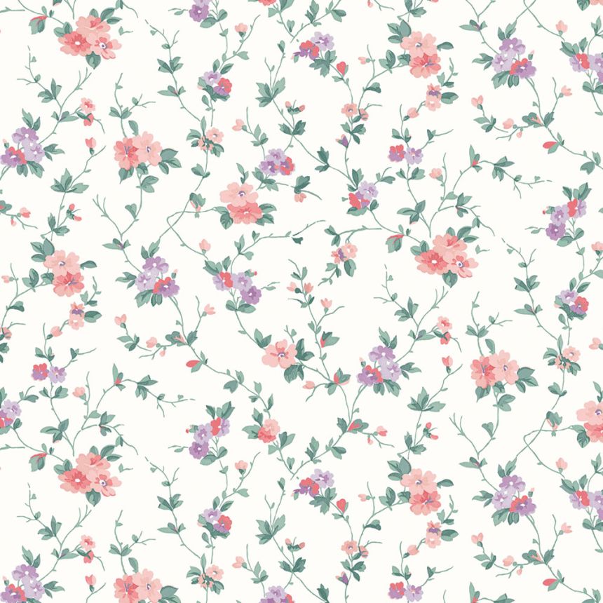 Tapeta, zelená, fialová, kvety, 122765, Laura Ashley 4