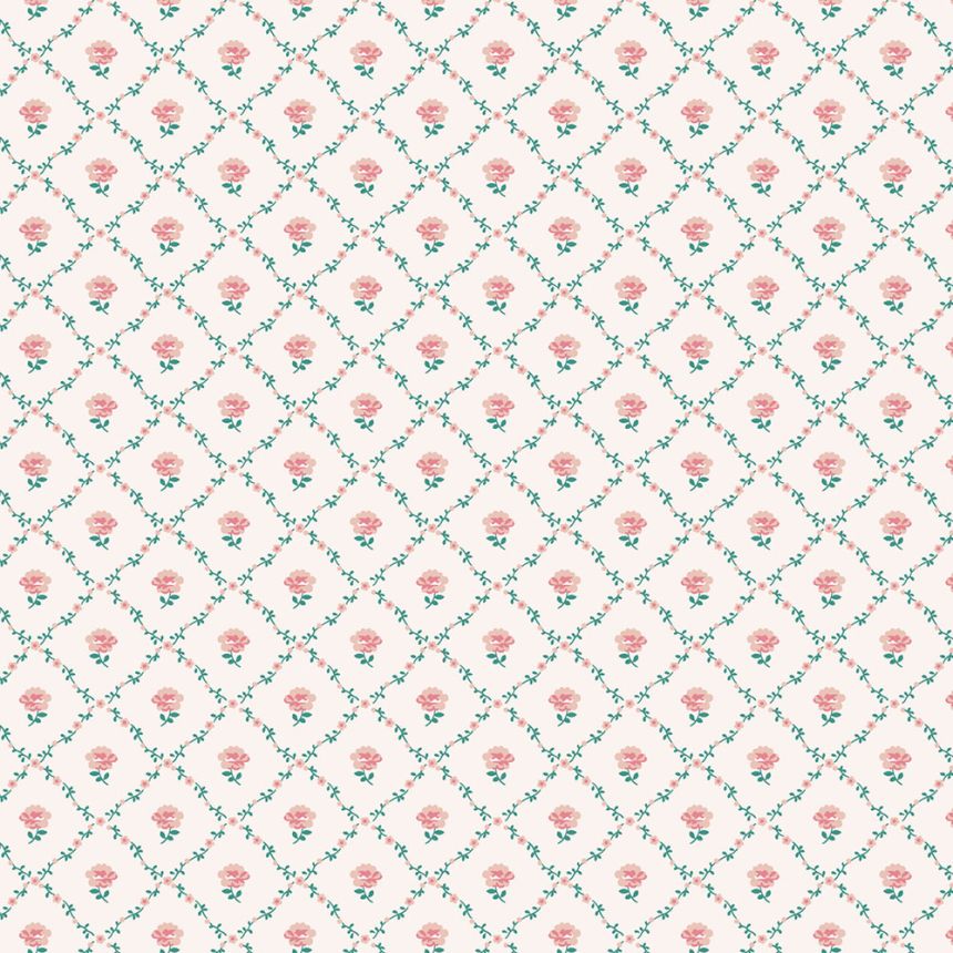 Tapeta, červená, zelená, ružičky, 122766, Laura Ashley 4