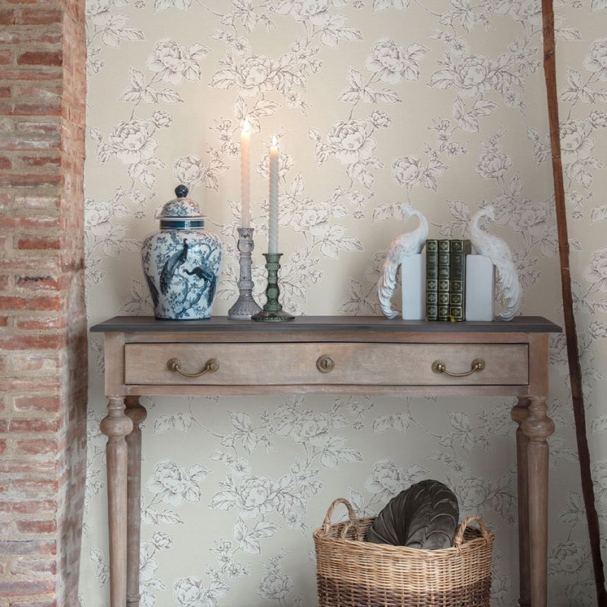 Tapeta, béžová, biela, ruže, 127387, Laura Ashley 4