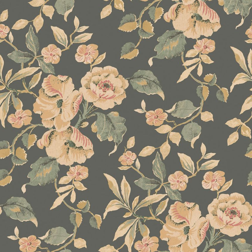 Kvetinová tapeta, oranžová, modrá, 127396, Laura Ashley 4