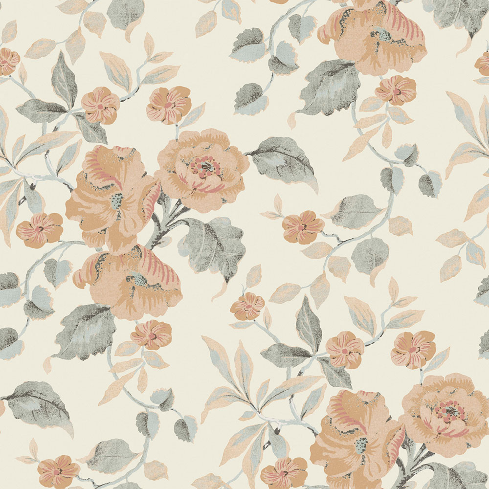 Kvetinová tapeta, oranžová, biela, 127397, Laura Ashley 4