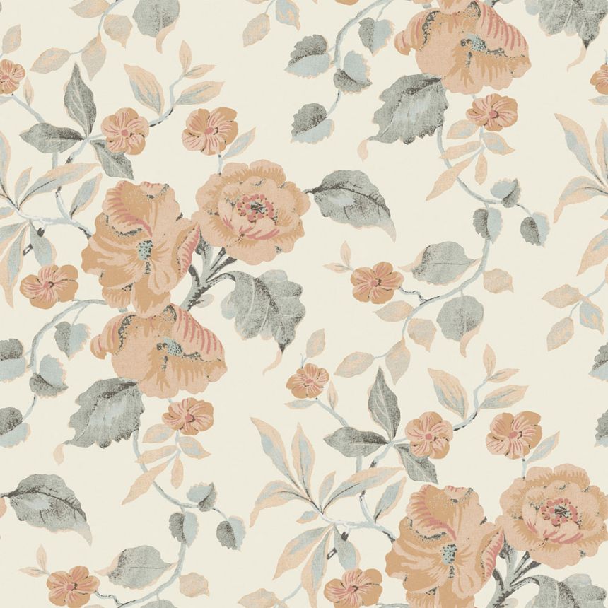 Kvetinová tapeta, oranžová, biela, 127397, Laura Ashley 4