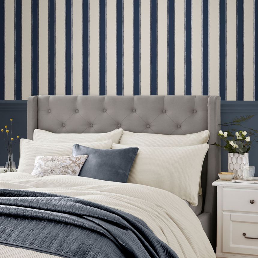 Tapeta, modro-biela, pruhy, 127404, Laura Ashley 4