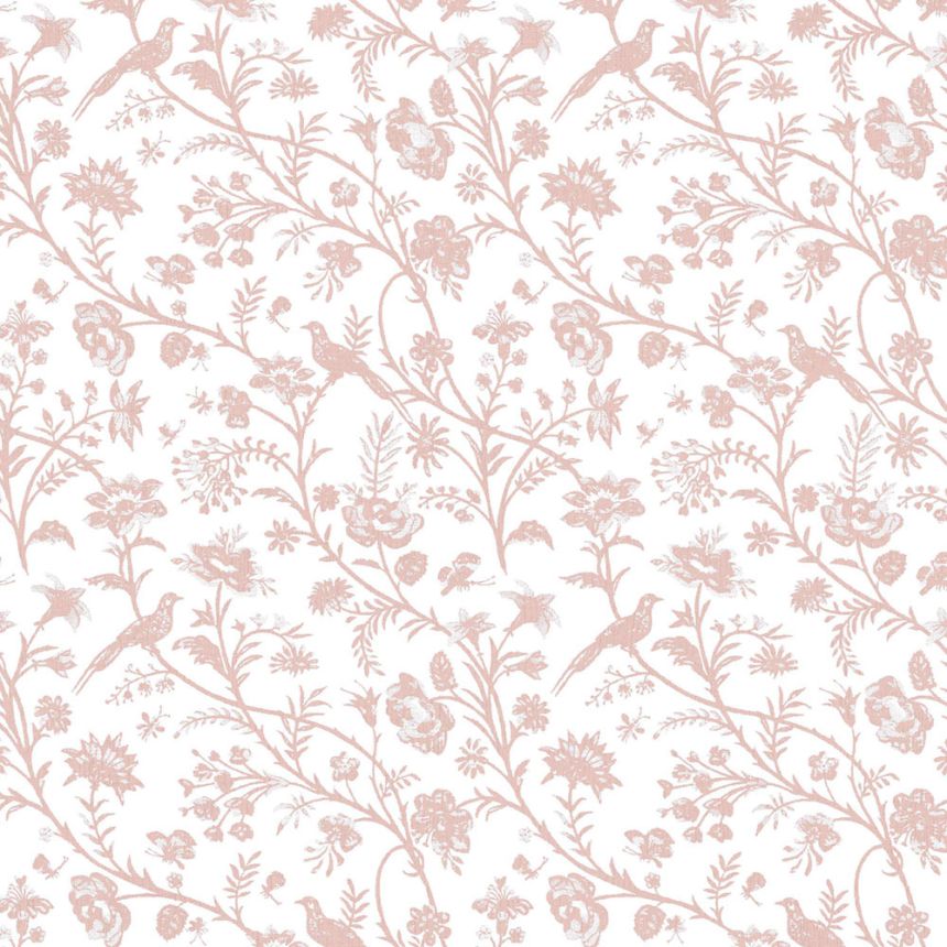 Tapeta, biela, ružová, ruže, vtáky, 130108, Laura Ashley 4