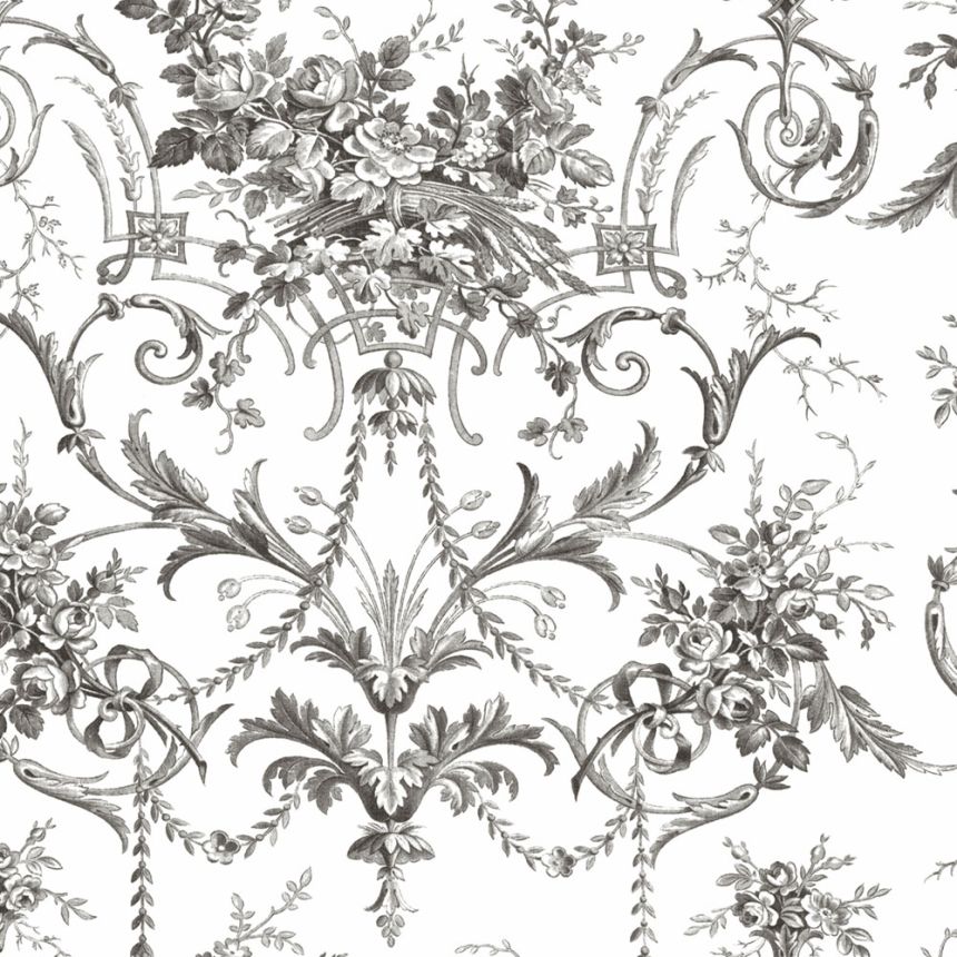 Zámocká tapeta, čierno-biela, kvety, 122768, Laura Ashley 4