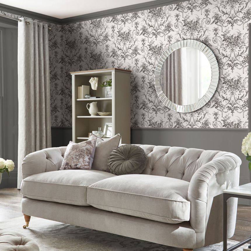 Zámocká tapeta, čierno-biela, kvety, 122768, Laura Ashley 4