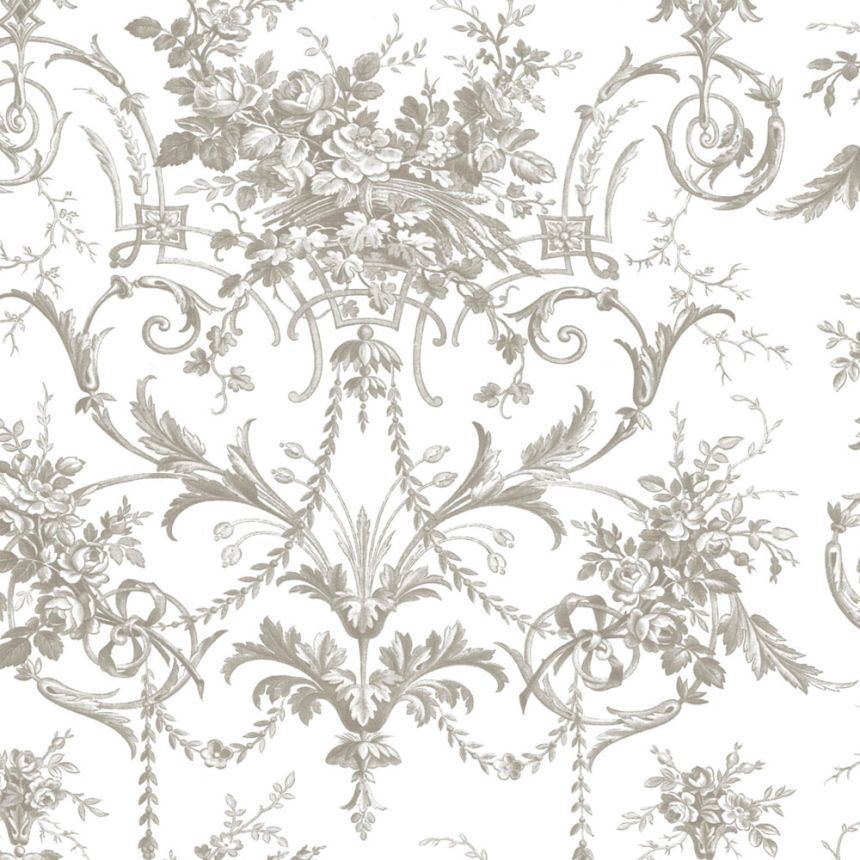 Zámocká tapeta, sivo-biela, kvety, 130111, Laura Ashley 4