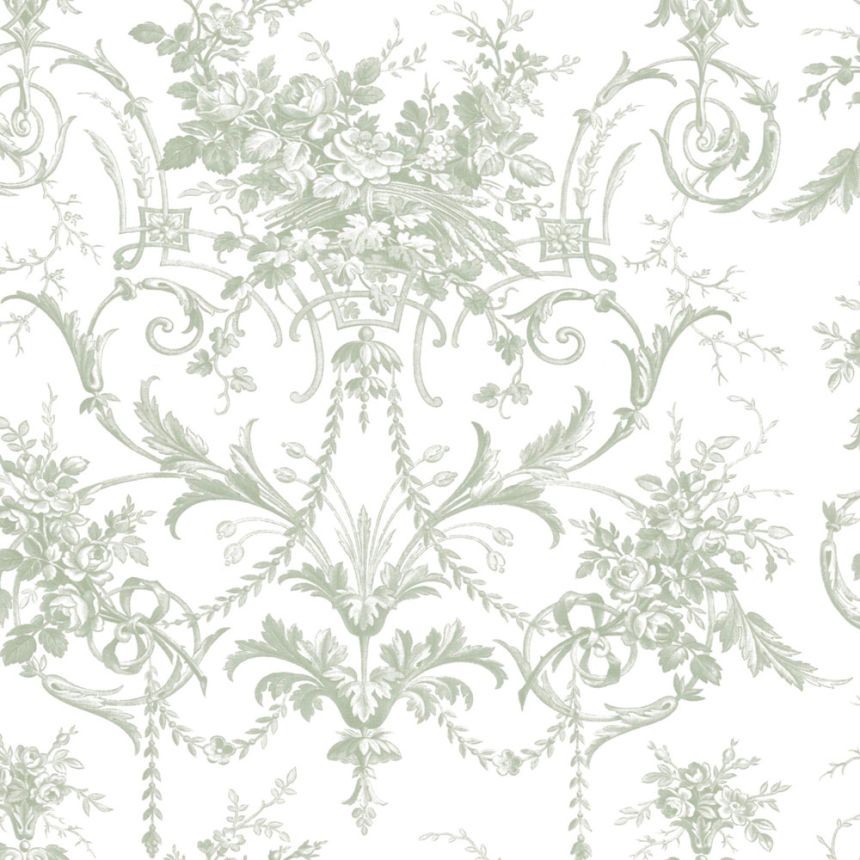 Zámocká tapeta, zeleno-biela, kvety, 130112, Laura Ashley 4