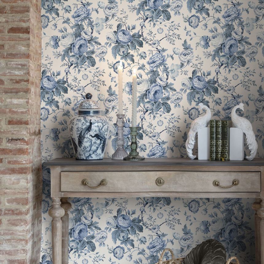 Tapeta, modrá, biela, kvetinový vzor, 140324, Laura Ashley 4