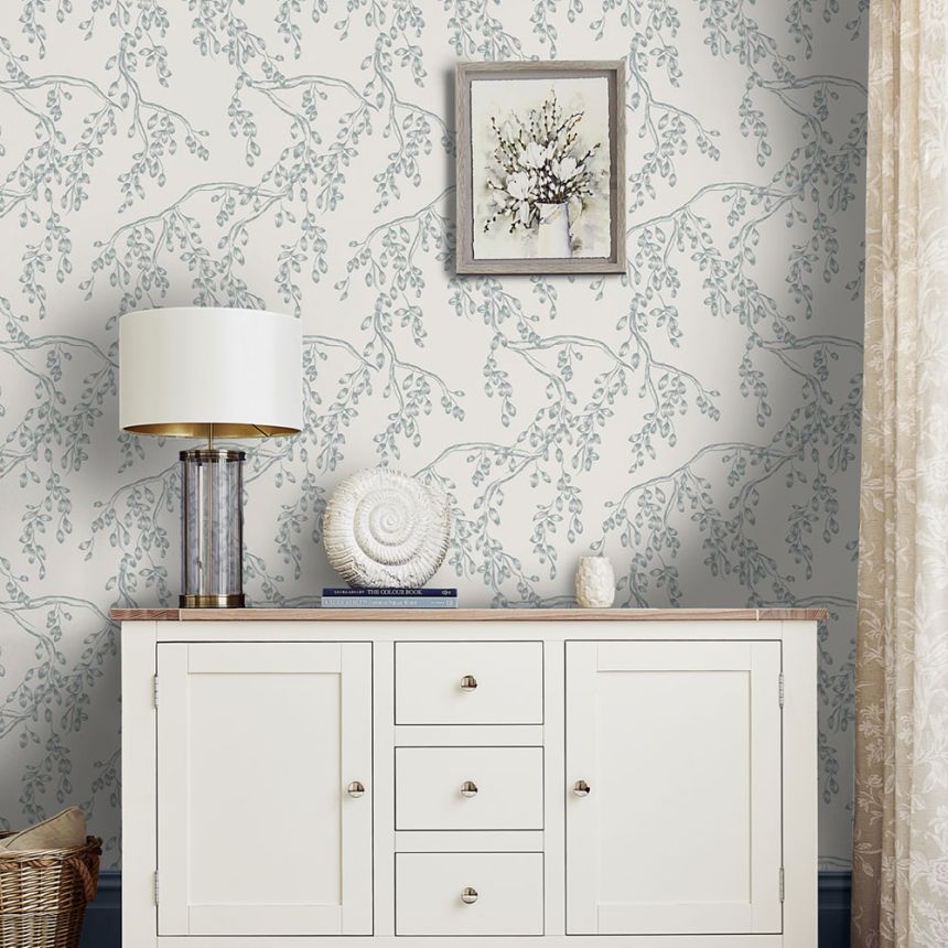 Tapeta, bielo-modrá, vetvičky, 140334, Laura Ashley 4