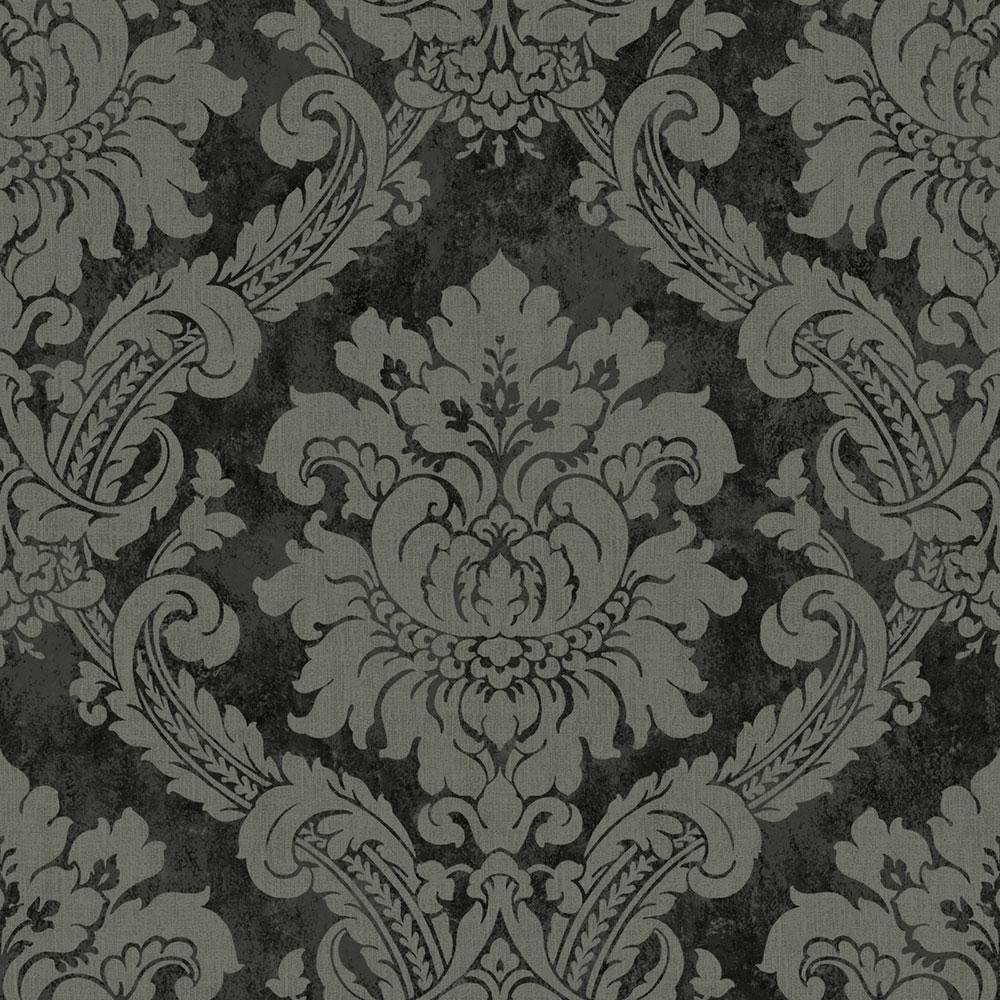 Tapeta, čierna, sivá, damaškový vzor, AU41005, Aurelia, Prestige Wallcoverings