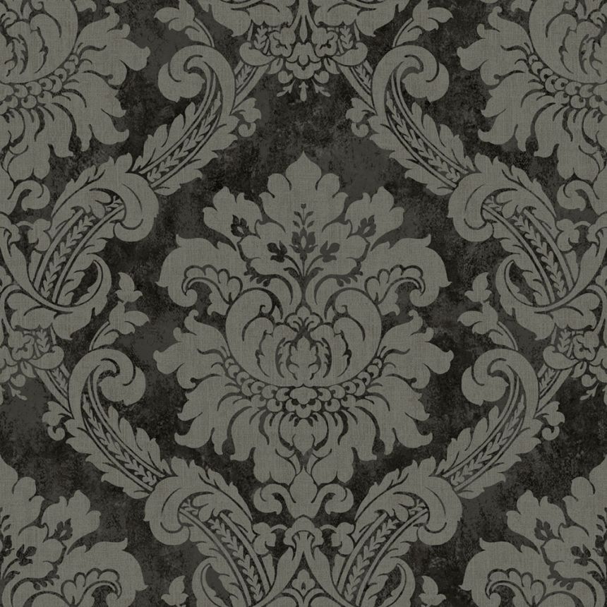 Tapeta, čierna, sivá, damaškový vzor, AU41005, Aurelia, Prestige Wallcoverings
