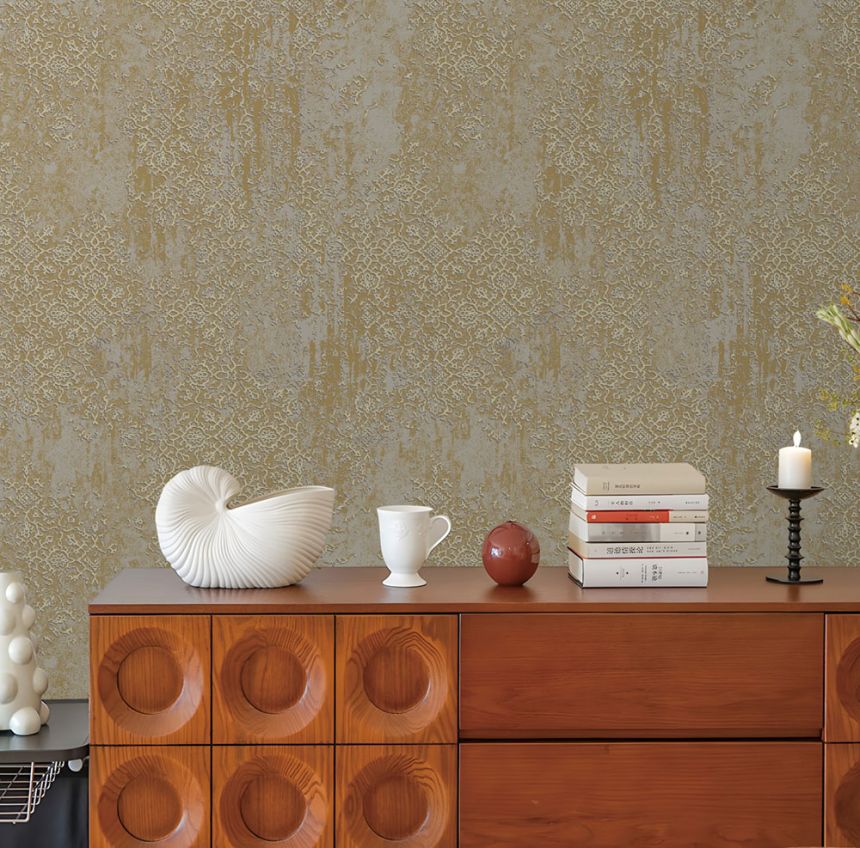 Tapeta, sivá, zlatá, vintage ornamenty, AU41203, Aurelia, Prestige Wallcoverings
