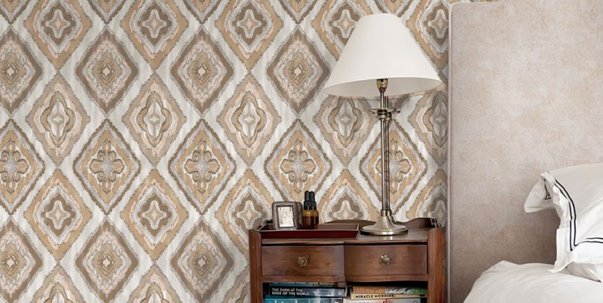 Tapeta, ružová, sivá, imitácia látky, AU41403, Aurelia, Prestige Wallcoverings