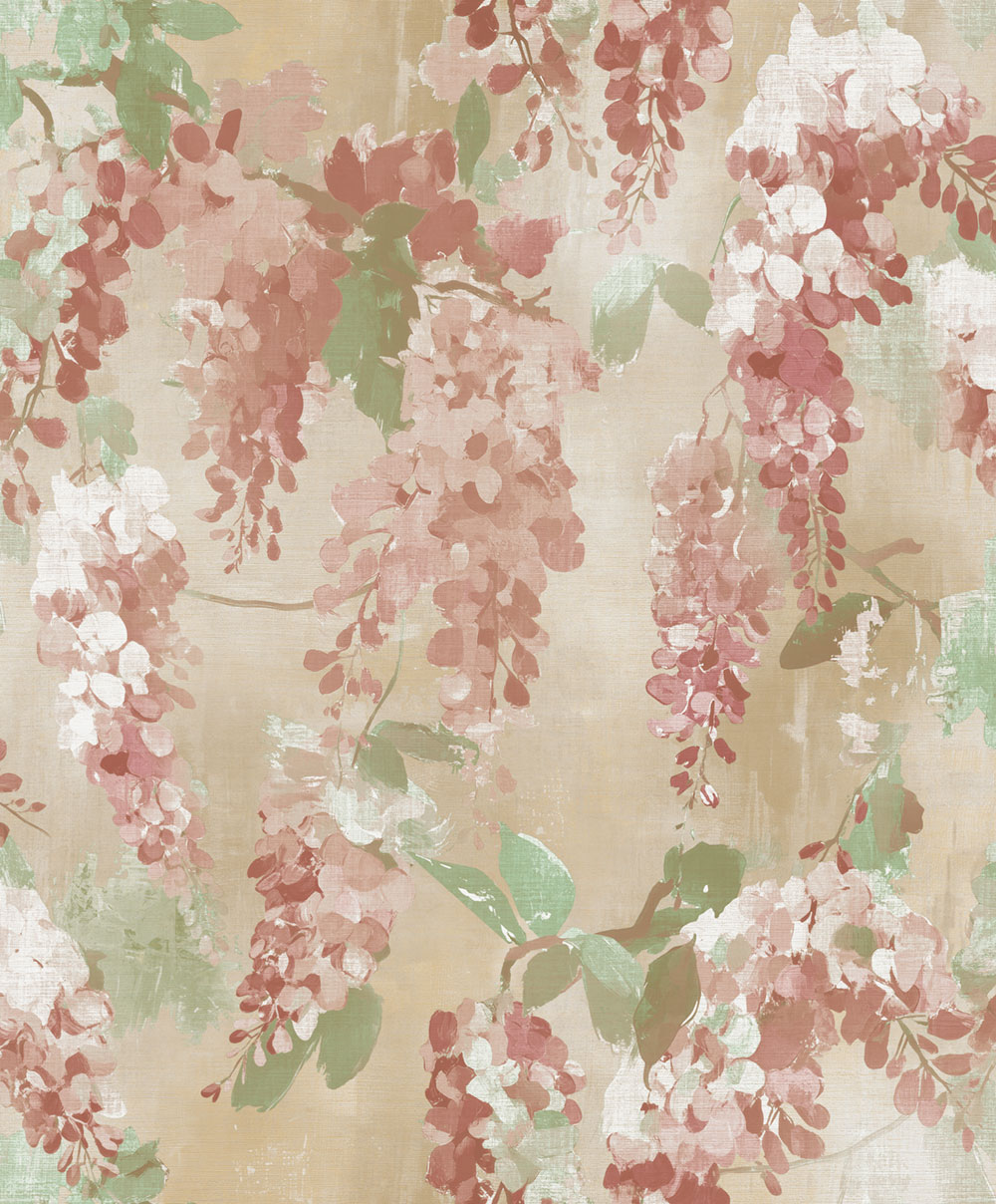 Tapeta, ružová, béžová, kvety, vetvičky, AU41602, Aurelia, Prestige Wallcoverings