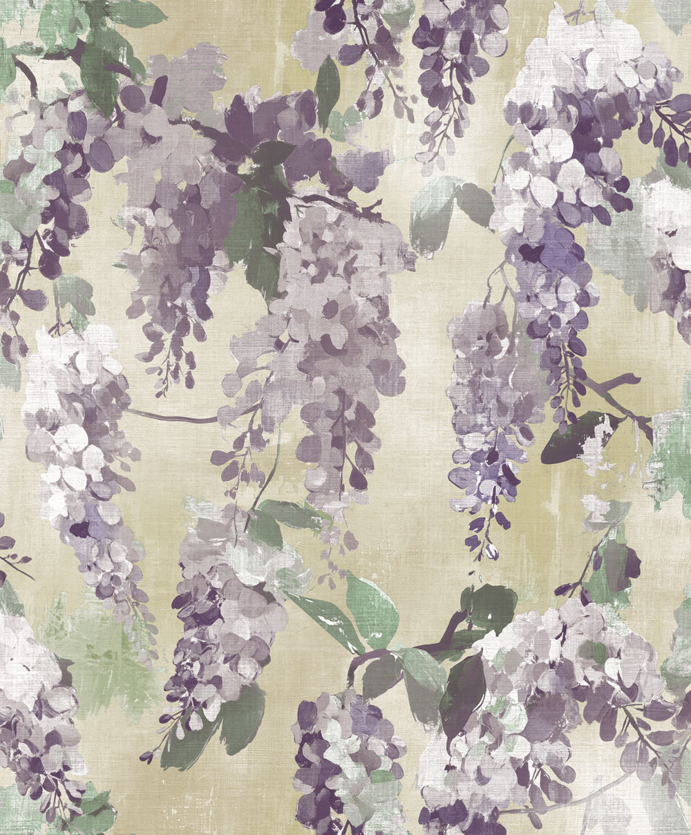 Tapeta, fialová, béžová, kvety, vetvičky, AU41604, Aurelia, Prestige Wallcoverings