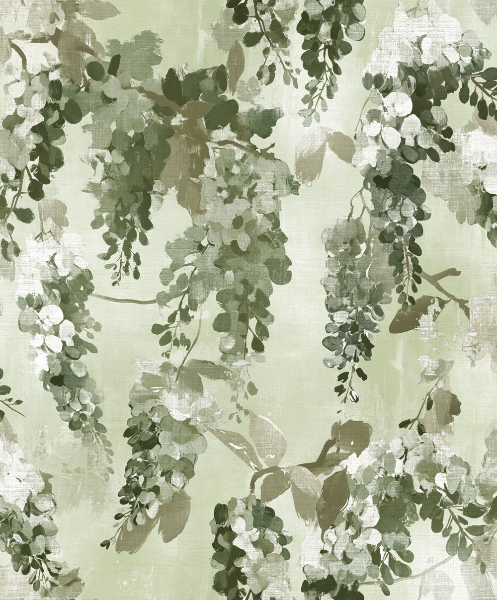 Tapeta, zelená, biela, kvety, vetvičky, AU41605, Aurelia, Prestige Wallcoverings