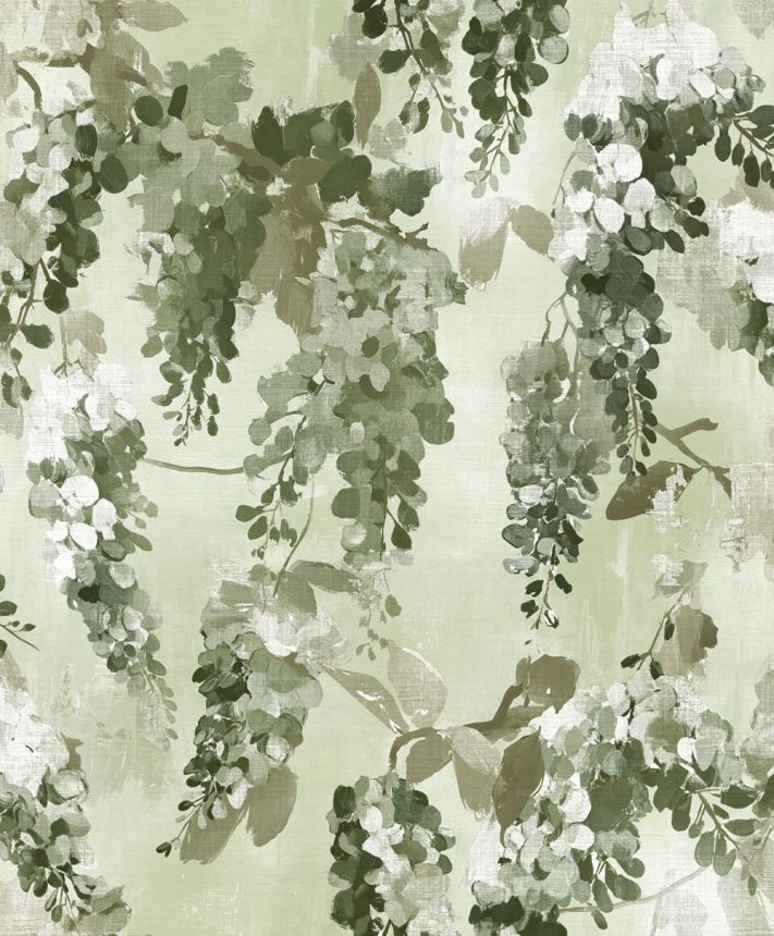 Tapeta, zelená, biela, kvety, vetvičky, AU41605, Aurelia, Prestige Wallcoverings