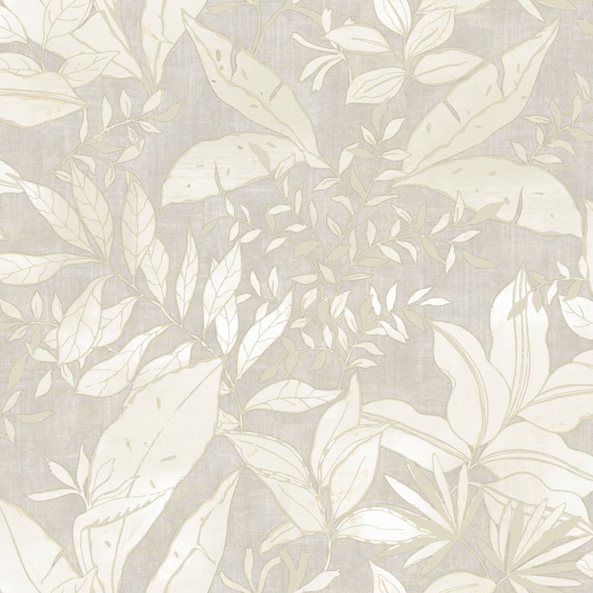 Tapeta, béžová, sivá, listy a vetvičky, AU41701, Aurelia, Prestige Wallcoverings