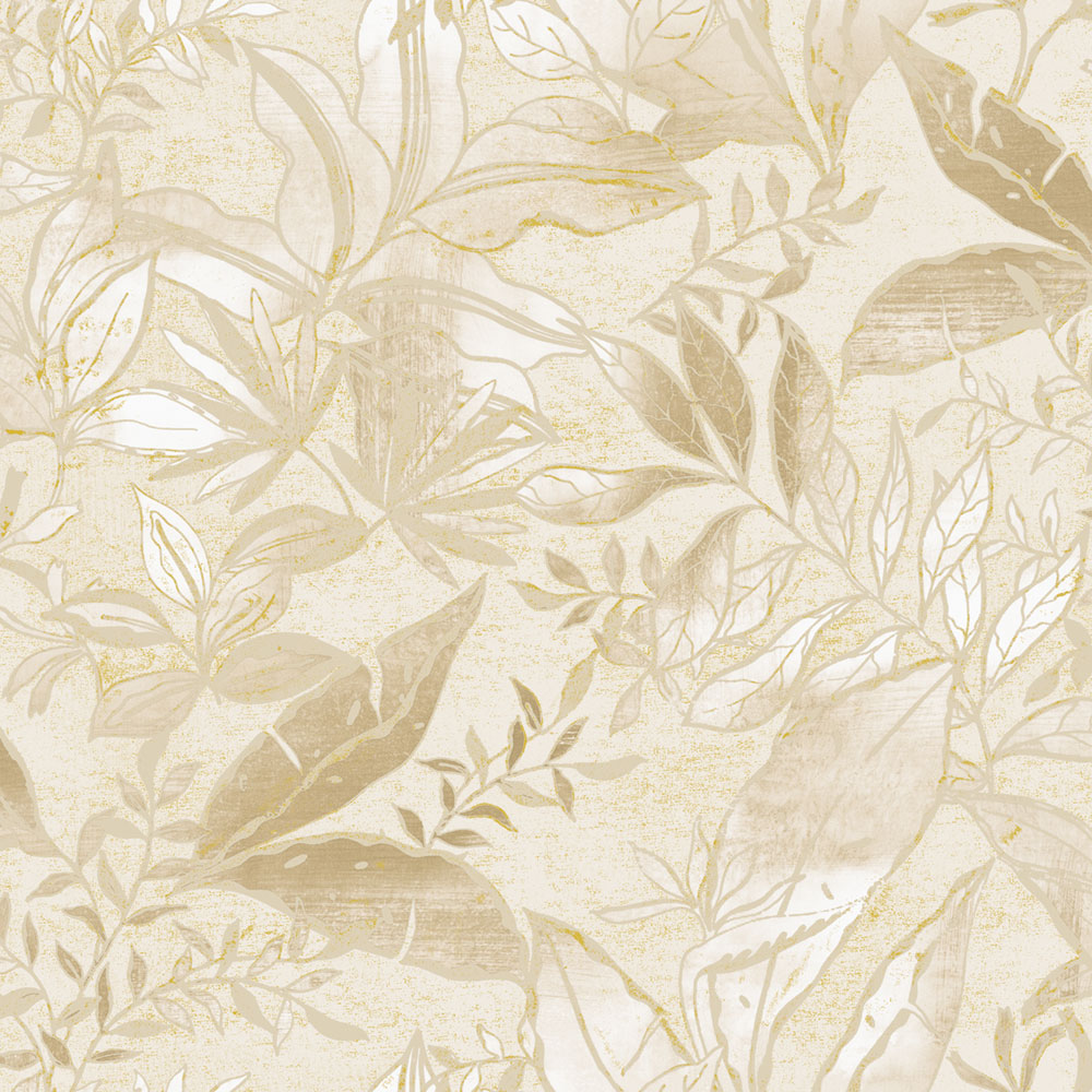 Tapeta, krémová, béžová, listy a vetvičky, AU41702, Aurelia, Prestige Wallcoverings