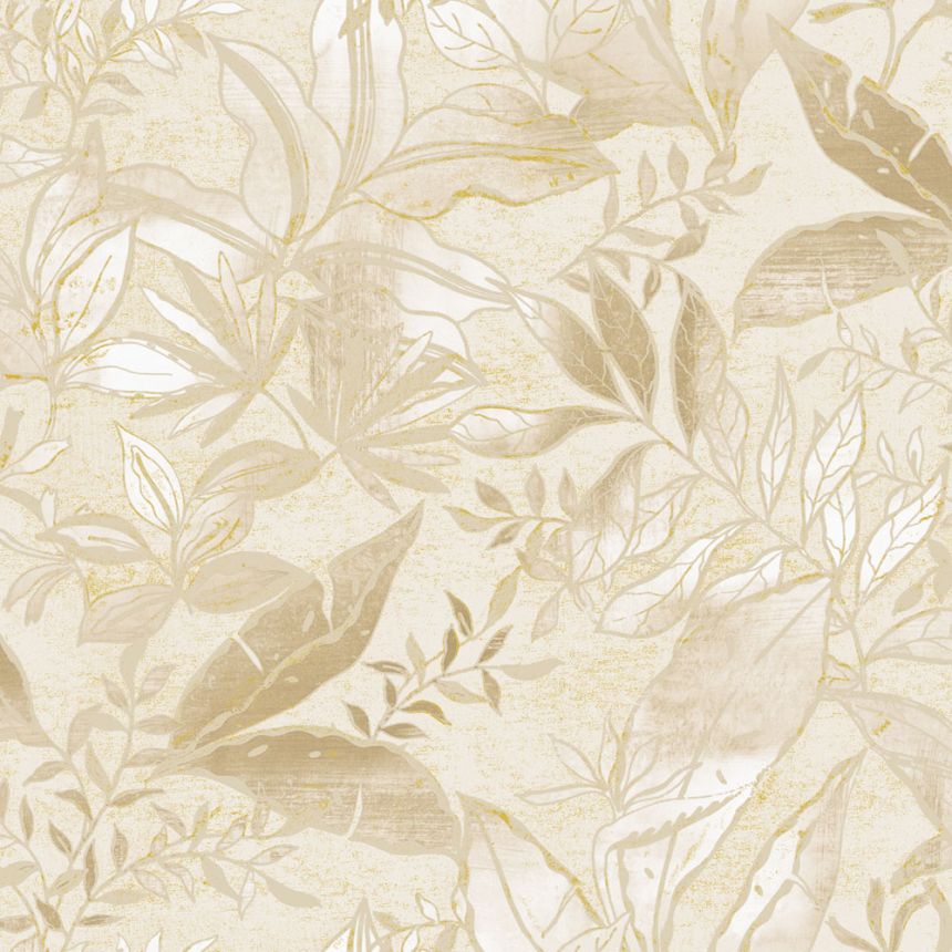 Tapeta, krémová, béžová, listy a vetvičky, AU41702, Aurelia, Prestige Wallcoverings