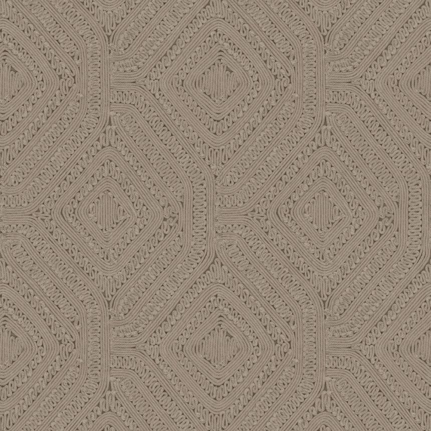 Geometrická tapeta, hnedá, sivá, imitácia pleteniny, 140087, Abigail Ahern vol.1