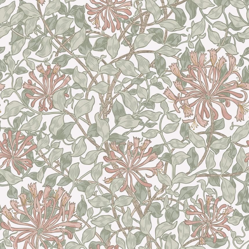 Tapeta, olivová, ružová, kvety, listy, 140488, William Morris at Home vol. 2