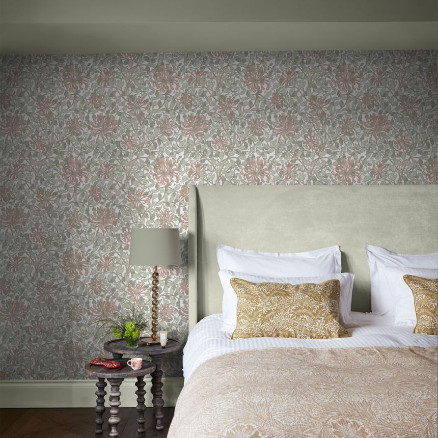 Tapeta, olivová, ružová, kvety, listy, 140488, William Morris at Home vol. 2