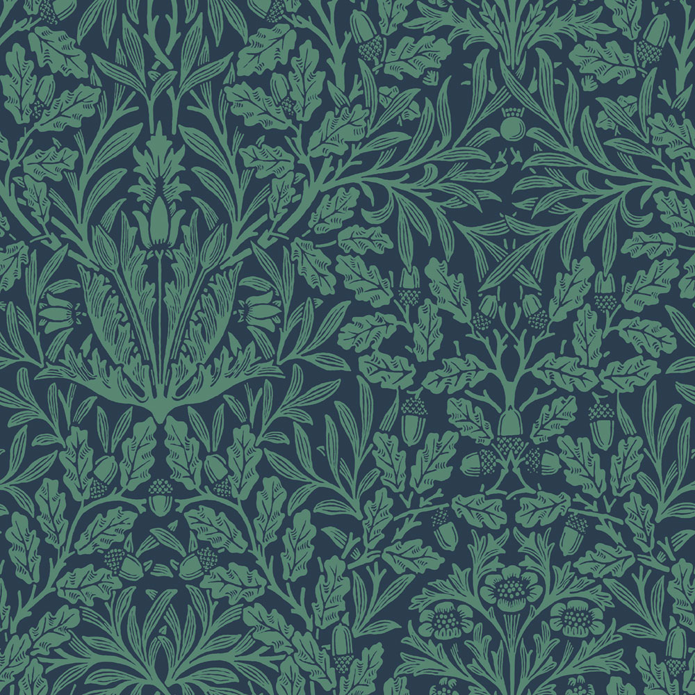 Tapeta, modrá, kvety, listy, 140489, William Morris at Home vol. 2