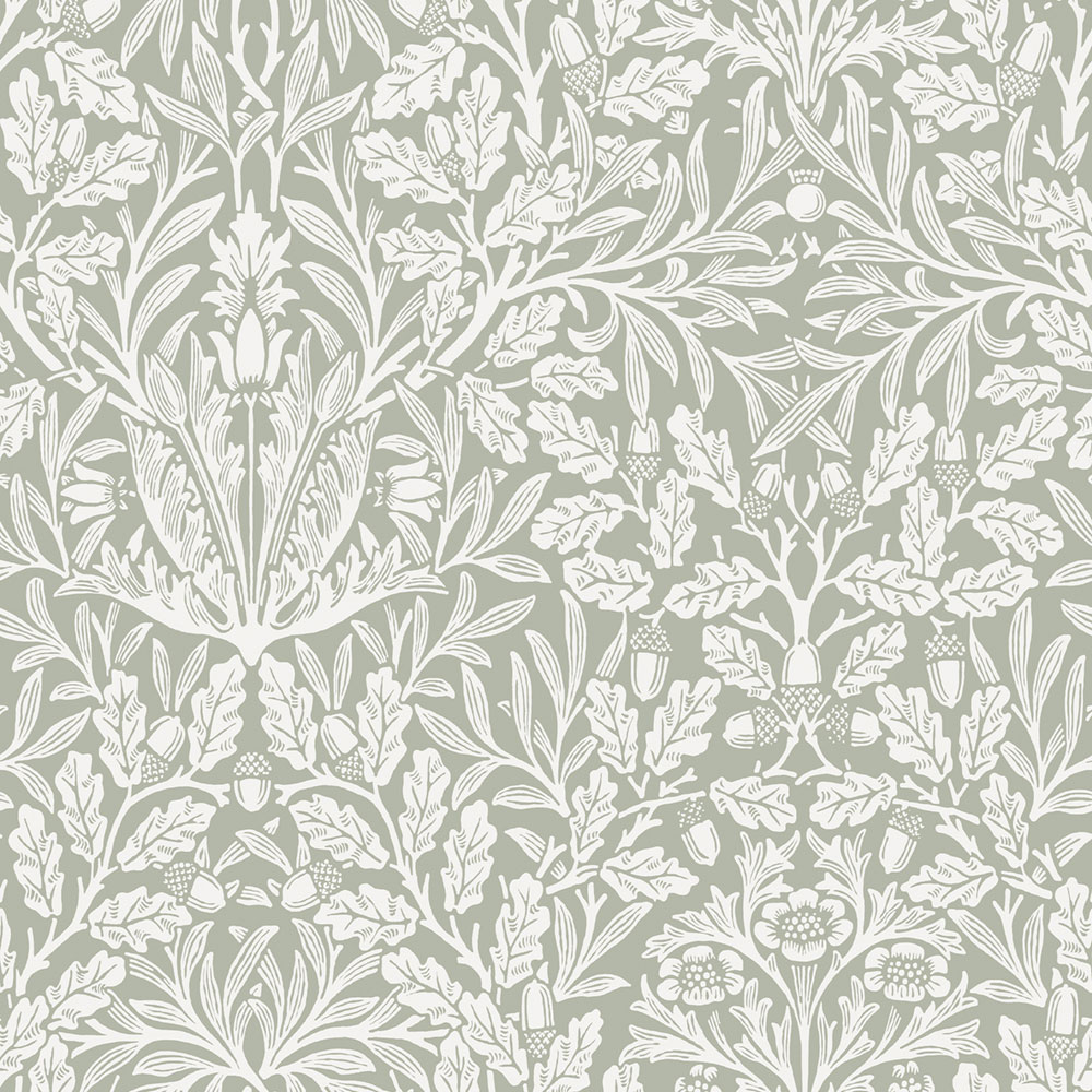 Tapeta, zelená, sivá, kvety, listy, 140492, William Morris at Home vol. 2