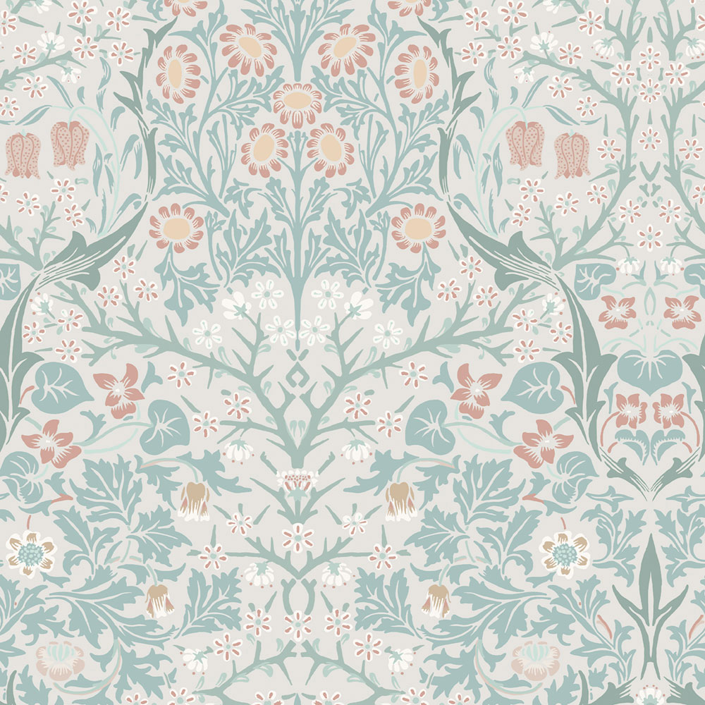 Tapeta, sivá, zelená, kvety, listy, 140504, William Morris at Home vol. 2