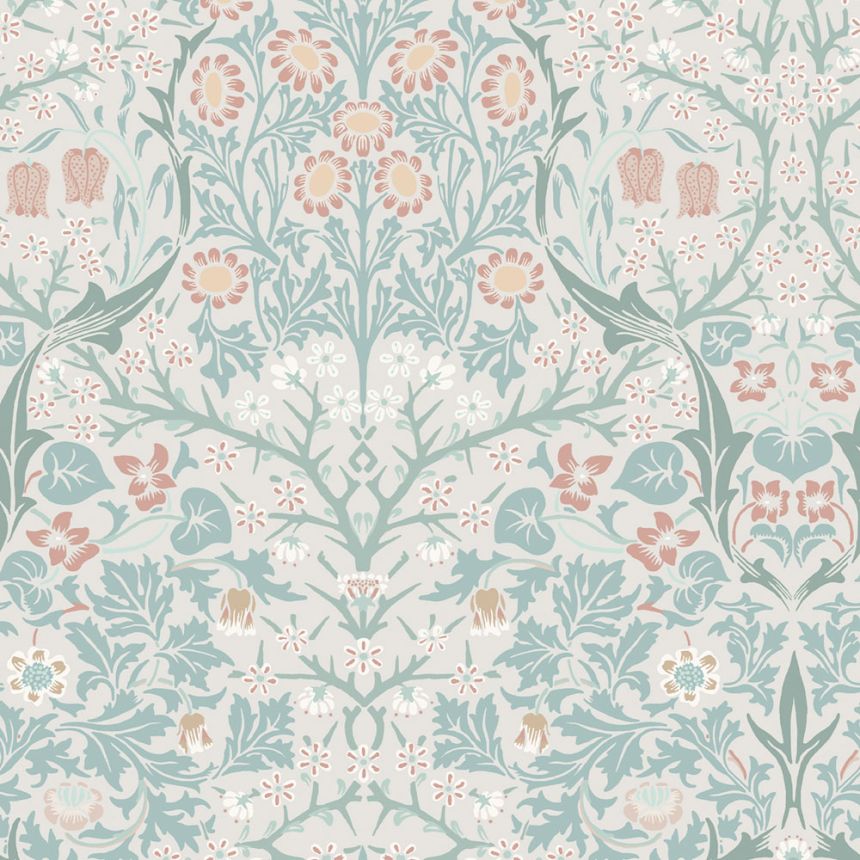 Tapeta, sivá, zelená, kvety, listy, 140504, William Morris at Home vol. 2