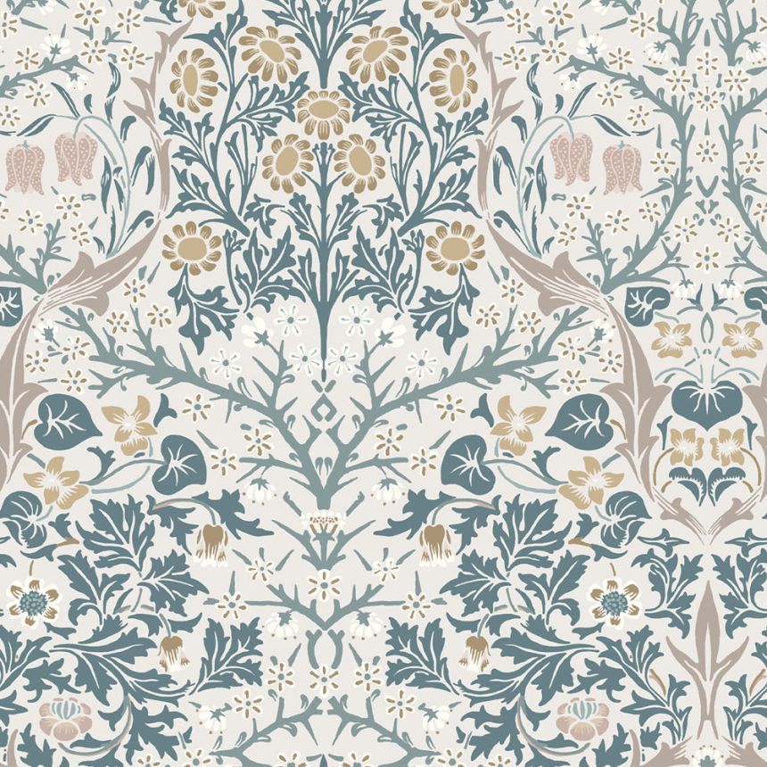 Tapeta, béžová, sivá, kvety, listy, 140505, William Morris at Home vol. 2