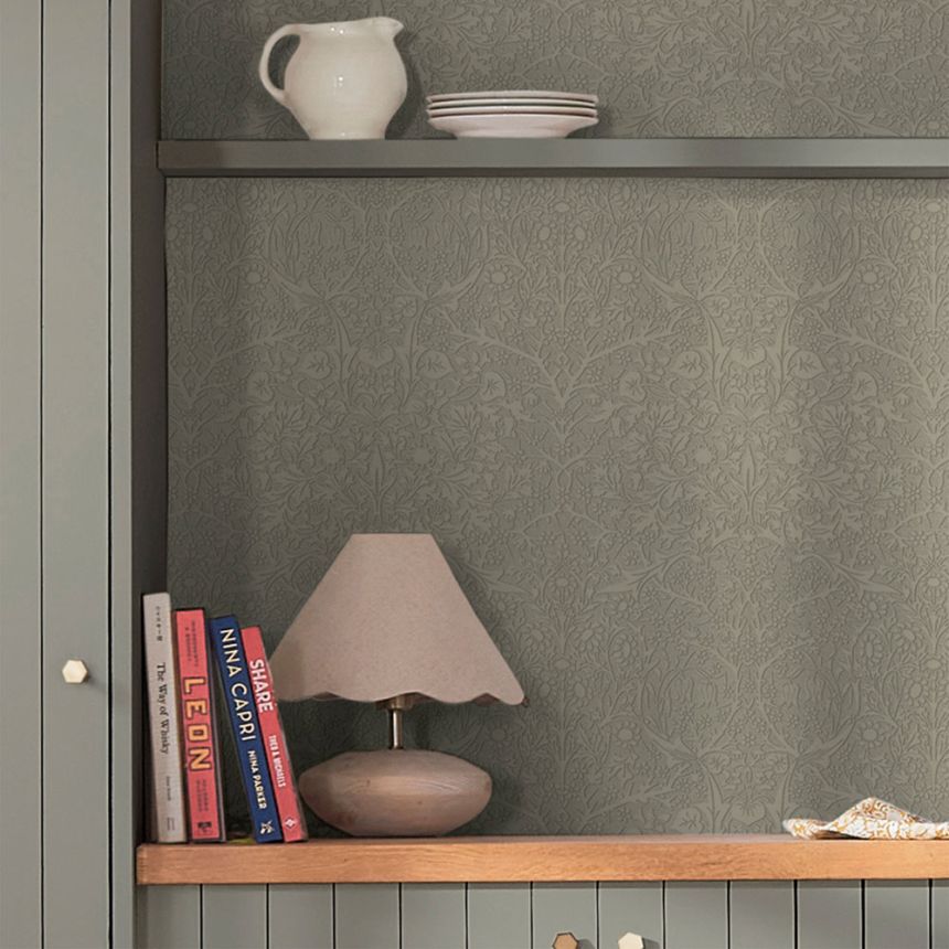 Tapeta, biela, kvety, listy, 142103, William Morris at Home vol. 2