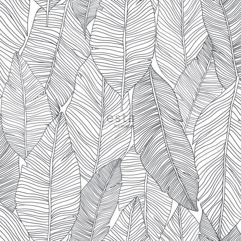 Cierno biela vliesová tapeta listy 139011, Black & White, Esta