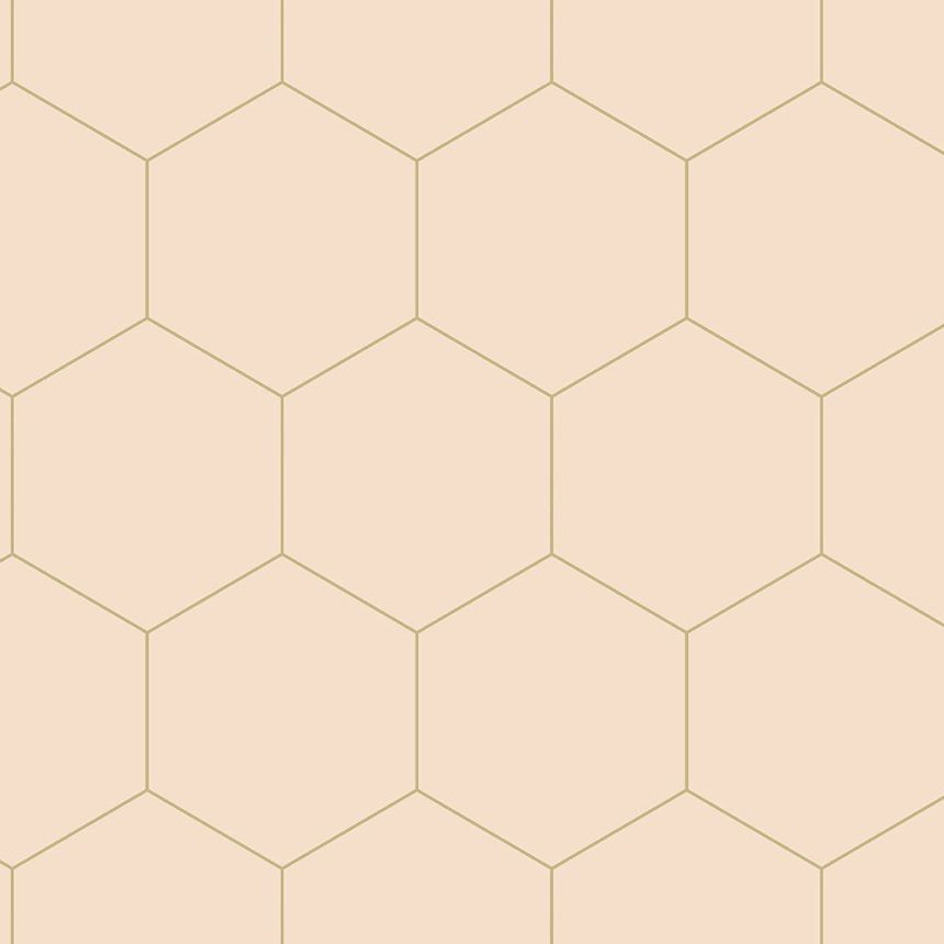 Béžová vliesová tapeta, geometrický vzor šesťuholníkov 139226, Art Deco, Esta