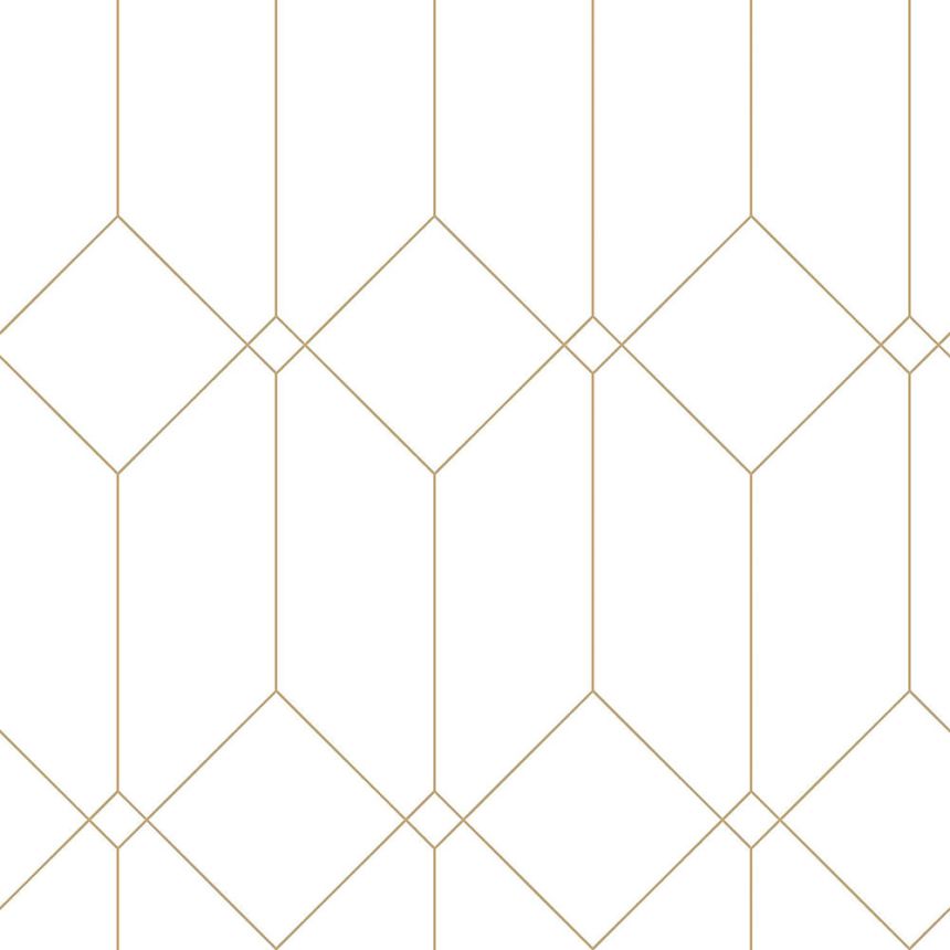 Biela geometrická vliesová tapeta na stenu, zlaté línie 139223, Art Deco, Esta