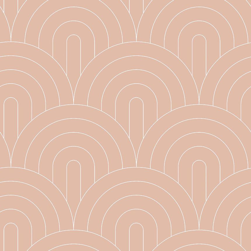 Béžová vliesová tapeta, geometrický oblúkový vzor 139218, Art Deco, Esta