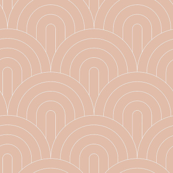 Béžová vliesová tapeta, geometrický oblúkový vzor 139218, Art Deco, Esta