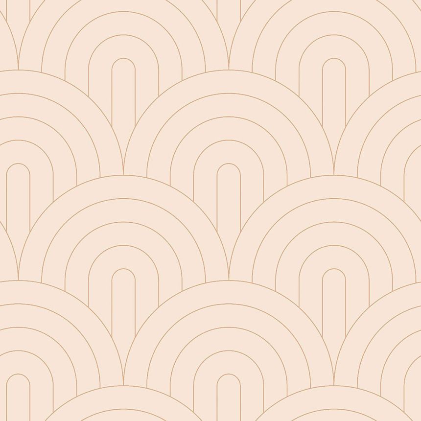 Béžová vliesová tapeta, geometrický oblúkový vzor 139216, Art Deco, Esta