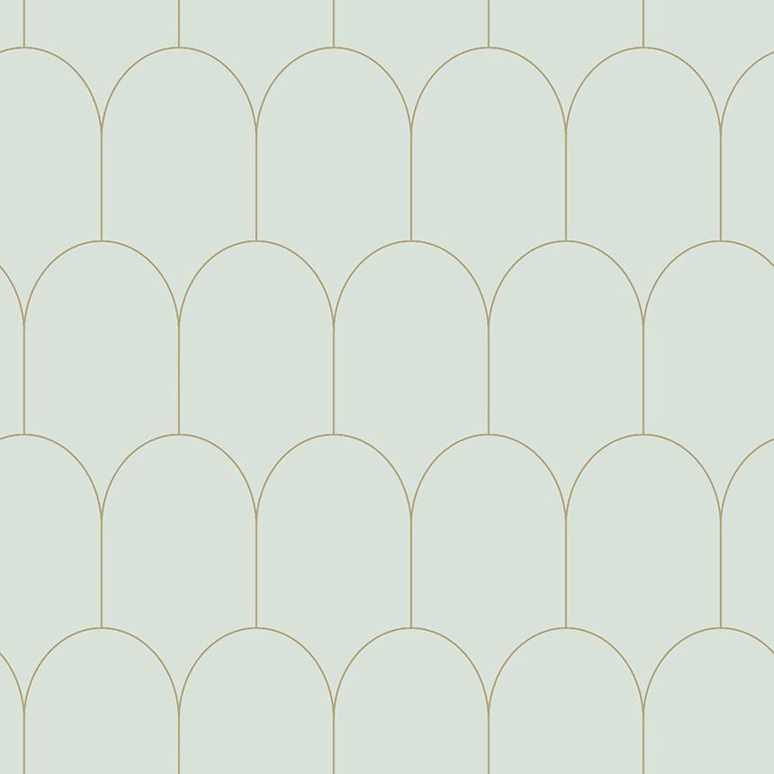 Mentolová vliesová tapeta, geometrický oblúkový vzor 139202, Art Deco, Esta