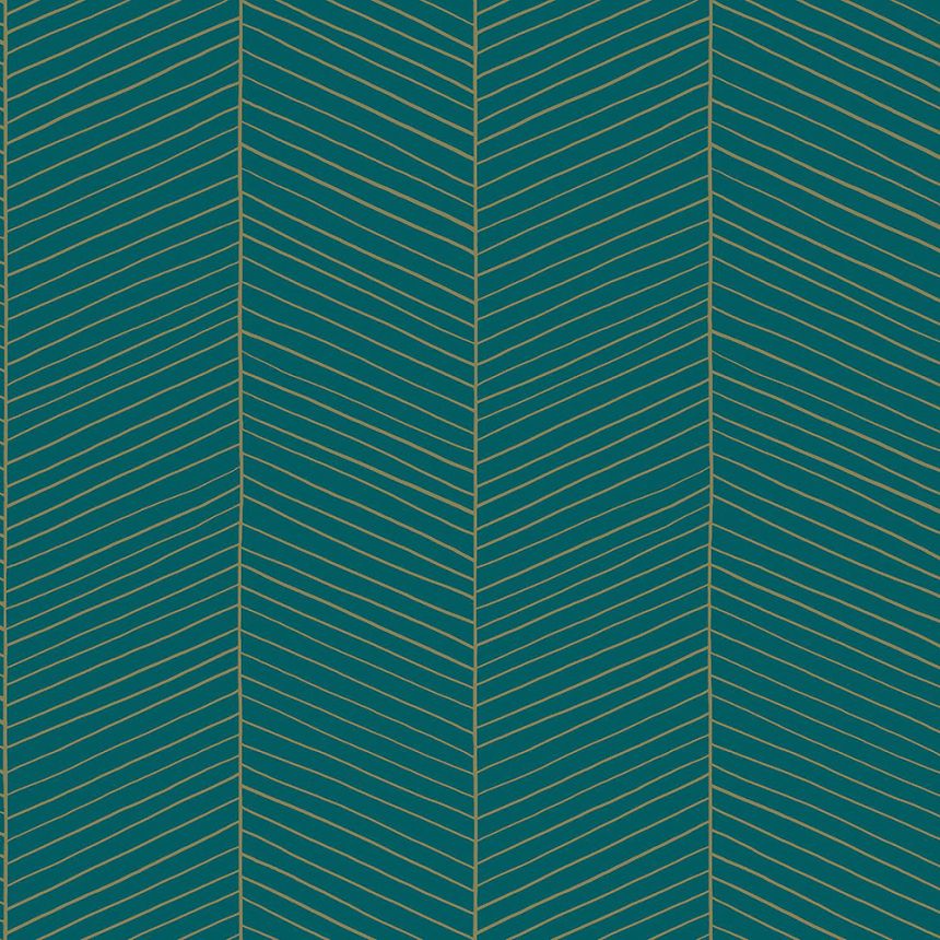 Tyrkysová vliesová tapeta pruhy, prúžky 139200, Art Deco, Esta