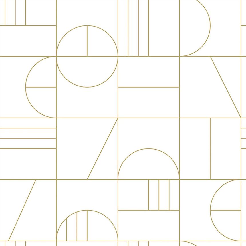 Bielo-zlatá vliesová tapeta geometrický vzor 139141, Art Deco, Esta