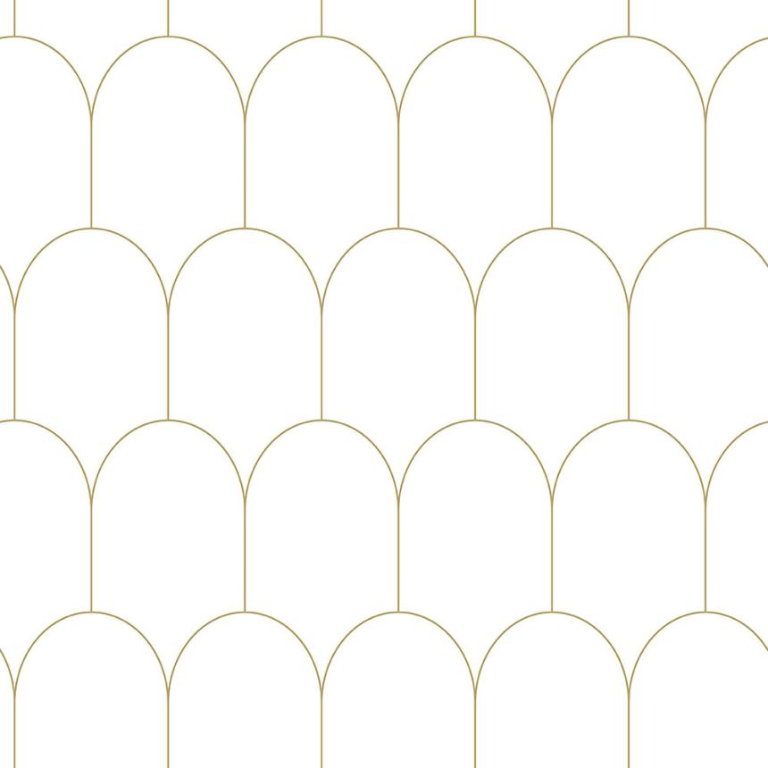 Biela vliesová tapeta, geometrický oblúkový vzor 139139, Art Deco, Esta