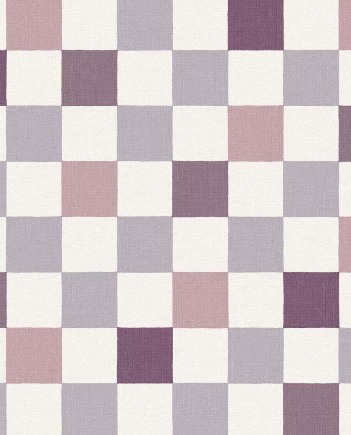 Tapeta, fialová, ružová, imitácia károvanej látky, 363148, Tiny Treasures, Eijffinger