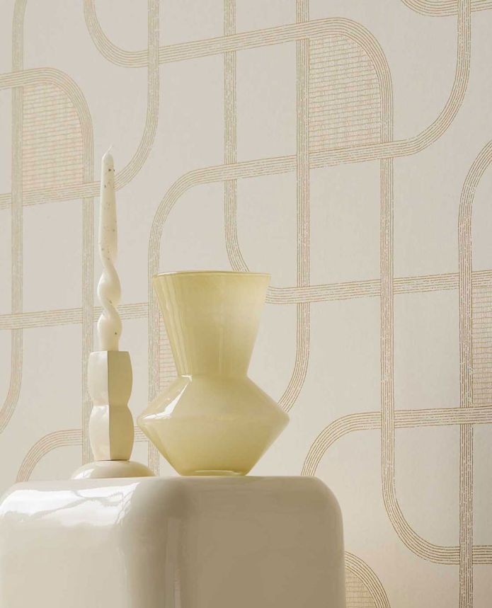 Geometrická tapeta, krémová, pruhy, 363260, Calm Crafted, Eijffinger
